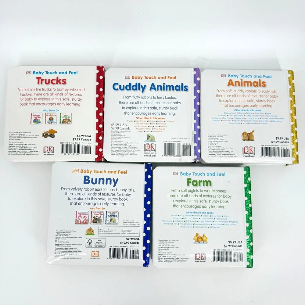 Lot 5 DK Baby Touch and Feel Board Books Animals Trucks Farm Bunny